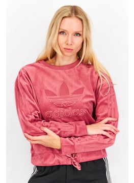 Buy Women Sportswear Fit Long Sleeve Embroidered Sweatshirt, Maroon in UAE