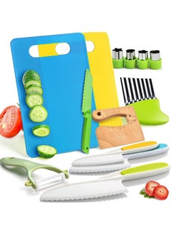 Buy 13 Pieces  Kitchen Tools for Toddlers-Kids Cooking Sets Real-Toddler Safe Knives Set for Real Cooking with Plastic Toddler Safe Knives Crinkle Cutter Kids Cutting Board. in UAE