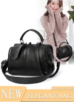 Buy Women's Vintage Handbags Faux Leather Shoulder Bag Ladies Fashion Designer Satchel Crossbody Bag with Detachable Strap for Ladies in UAE