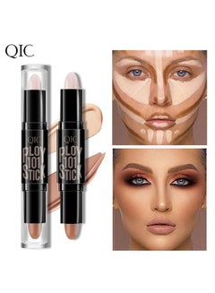 Buy Dual-End Highlighter Makeup Stick Contour Stick, Cream Contour Bronzer Sticks, Waterproof Face Concealer Pen for Body Face Brighten Facial Shade, Create 3D Makeup in Saudi Arabia