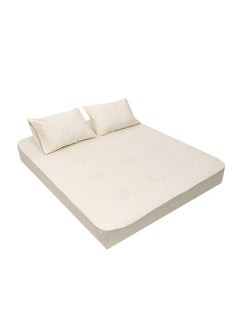 اشتري MEHALLA Fitted Sheet Set - Square Sateen  - Queen Off-White في مصر