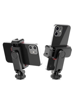 اشتري Phone Tripod Mount, Adjustable Clamp with 2 Cold Shoe Mounts, 360° Rotation, Compatible with Samsung Galaxy, iPhone, Sony, Canon, and Gimbals في الامارات