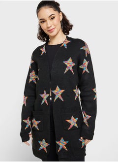 Buy Star Intarsia Longline Cardigan in Saudi Arabia