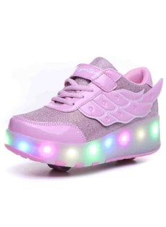Buy LED Flash Light Outdoor Sneaker Skate Shoes With Two Wheels in Bottom And Lightning Sole in UAE