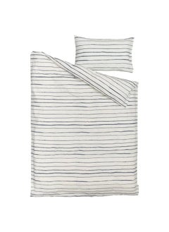 اشتري Duvet cover and pillowcase, white/dark blue, 150x200/50x80 cm في السعودية