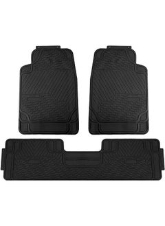 Buy floor mats solid black climaproof for all weather protection universal fit heavy duty rubber fits most cars, suvs, and trucks, 3 piece fh group f11309black in UAE