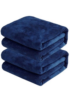 Buy 2-Piece Microfiber Bath Sheet Navy Blue 80x160cm Soft and Durable Microfiber Beach Towel Super Absorbent and Fast Drying Microfiber Bath Towel Large for Sports, Travel, Beach, Fitness and Yoga in UAE