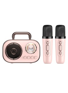 Buy Mini Karaoke Machine Portable Bluetooth Speaker with 2 Wireless Microphones, Karaoke Machine for Adults and Kids with Wireless Microphones PA Speaker System for Family Party Singing (Pink) in UAE