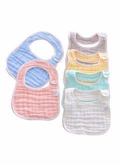 Buy 6 Pieces Bibs Muslin, Baby Drool Lap-shoulder Cloths Adjustable Multi-Use Scarf 8-Layer 100% Organic Cotton With Super Absorbent& Soft Drooling Breathable for Boys Girls in UAE