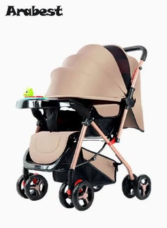 Buy Convertible Baby Stroller,Folding Reversible Baby Bassinet with Adjustable Handle,High Landscape and Fashional PramSuitable,for Babies Up to One Year Old,Beige in Saudi Arabia