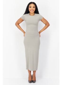 Buy Women Plain Midi Dress, Grey in UAE