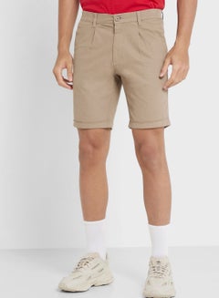 Buy Men Solid Mid-Rise Regular Shorts in UAE