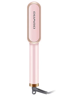 اشتري Hair Straightener Brush – Hair Straightening Iron with Built-in Comb, 20s Fast Heating & 5 Temp Settings & Anti-Scald, Perfect for Professional Salon at Home (Pink) 3*27cm في السعودية