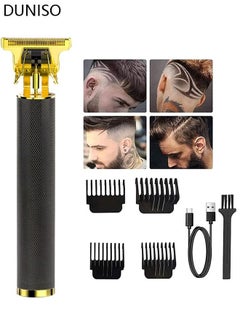 اشتري Professional Hair Trimmer Zero Gapped T-Blade Close Cutting Hair Clippers for Men Rechargeable Cordless Trimmers for Haircut Beard Shaver Barbershop 4 Combs Black في السعودية