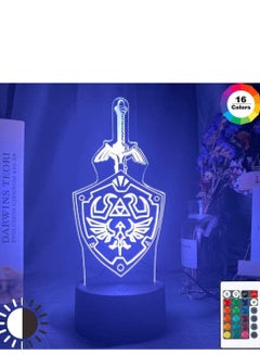 Buy 3D Illusion Lamp LED Multicolor Night Light Game The Legend of Zelda Link Sword and Shield Sign for Kids Room Kid Decor Cool Birthday Gift for Fans in UAE