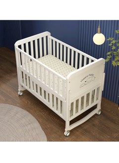 Buy 2 in 1 Convertible Crib (White) - Converts from Cot to Desk, Fits Standard Full Size Cot, Solid Wood Removable Bassinet for Newborns in UAE