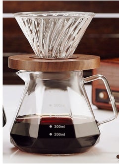 Buy HOOPZOZA V60 Pour Over Coffee Maker Set 600ML Glass Drip coffee maker Coffee Pot with Tick Marks Glass Coffee Filter in UAE