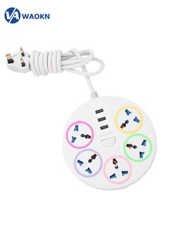 اشتري Power Strip Surge Protector with USB- Extension Cord Flat Plug with Widely 5 AC Outlet and 3 USB, Small Desktop Station with Power Cord, Compact Socket with Master Switches White في السعودية