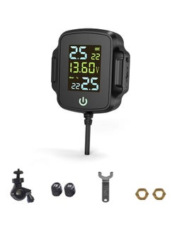 اشتري Wireless Motorcycle Tire Pressure Monitoring System, with Voltage Monitoring and USB Charging, TPMS with 2 External Sensors Digital LCD Display, IP67 Waterproof Real-Time Monitoring Tire Pressure في الامارات