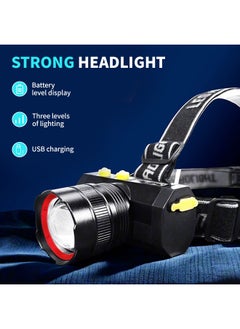 Buy Rechargeable Head Light Head Lamp, LED Headlamp with 3 Lighting Modes, Long Battery Life, Suitable for Night Hiking, Climbing, Camping in Saudi Arabia