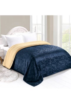 Buy Double-sided blanket, soft velvet and warm fur, elegant design, size 240x200 cm in Saudi Arabia