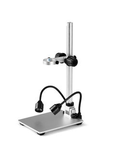 اشتري 12inch Extended Aluminum Microscope Stand with 2 Fill Lights, Portable Adjustable Manual Focus LCD Digital Microscope Holder,Aluminum Microscope Lifting Stand for Most Microscopes في الامارات