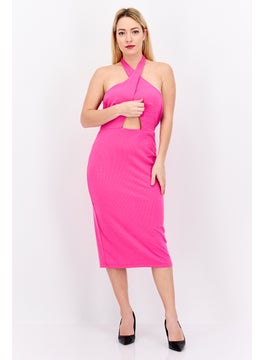 Buy Women Ribbed Midi Dress, Pink in UAE