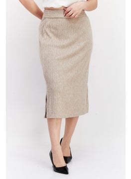 Buy Women Knitted Midi Skirt, Beige in UAE