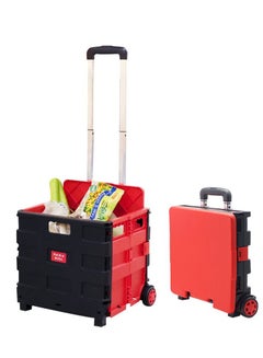 Buy Shopping Trolley Storage Boot Cart Box Car Organizer 45L Black/Red 38*36*33cm M-Size in UAE