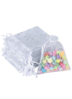 اشتري 50Pcs White Christmas Organza Bags - 3X4 Inch Small Snowflake Bags For Christmas, Xmas Favor Bags With Drawstring - Sheer Organza Bags For Christmas, Winter Party Gift, Jewelry Bags في السعودية