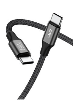 Buy USB C Braided Cable 60W, USB-C to USB-C 1 meter, USB C Charger Cable for iPhone 15, Mac Book Pro 2020, iPad Pro 2020, Switch, Samsung Galaxy S20 Plus S9 S8 Plus, Pixel, Laptops and lot more in UAE