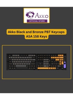 Buy Akko Keycaps Set, Black&Bronze Theme 158-Key ASA Profile PBT Double-Shot Keycap Set with Black Keycaps for Mechanical Keyboards with Collection Box in UAE