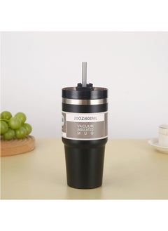 Buy Vacuum Double Wall Stainless Steel Drinking Water Bottle With Straw Insulated Coffee Tumbler Travel Mug Outdoor Kettle Thermos Cups in UAE