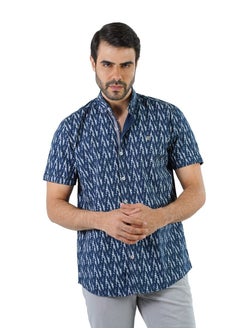 Buy Men's Shirt- cotton - Color  blue /Multicolor in Egypt