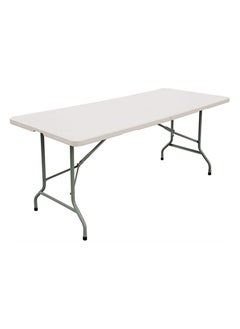 Buy Bloomingtime 1.8m Rectangle Center-Folding Portable Table for Picnics Camping, and Tailgating, 6 Feet, Grey white in UAE