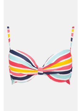 Buy Women Stripe Padded Bikini Top, White Combo in UAE