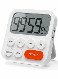 اشتري Timer, Kitchen Timer, Timer for Kids, Digital Timer for Cooking, Egg Timer, Magnetic Timer Clock with Large LCD Display for Classroom, Bathroom, Baking, 3 Levels Volume, Shortcut Setting (White) في السعودية