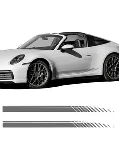 اشتري Sports Racing Stripe Graphic Stickers, 2Pcs Universal Vinyl Car Body Side Door Decals, Racing Stripes for Truck, SUV, Off-Road, Auto Car Decoration Accessories (Gray) في الامارات