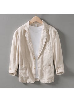 Buy L948 Spring Retro Linen Casual Mens Blazer Khaki in Saudi Arabia