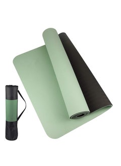 Buy Yoga Mat Non Slip, Extra Thick 6MM TPE Workout Pilates Mats, Eco Friendly Fitness Exercise Mat for Women Men, Workout Mat with Carrying Strap and Storage Bag for Home Gym and Floor Exercises (Green) in Saudi Arabia