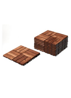 Buy Pack of 10 Wooden Floor Tiles 31x3x31cm Wood Decking Office Floor Tiles Home Garden Diy Tiles in UAE