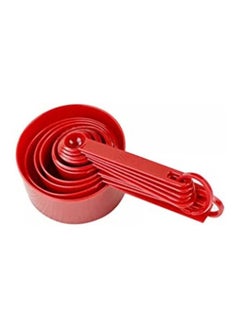 Buy 9 Piece Measuring Cups and measuring spoons set, Great for Dry and Liquid Ingredients, Small Teaspoon with Plastic Head . ( RED ) in UAE