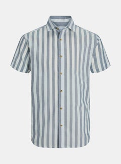 Buy Oxford Striped Short Sleeves Regular Fit Shirt in Saudi Arabia