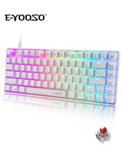 Buy Z-88 PRO RGB Mechanical Gaming Keyboard, Linear Red Switch, RGB Backlit, Water Resistant, 75% Compact 81 Keys Anti-Ghosting for Mac, PC, White in Saudi Arabia