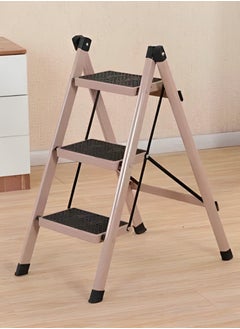 Buy Multi-Purpose 3-Step Metal Ladder For Home With Wide Sturdy Folding Foot in Saudi Arabia