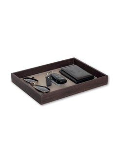 Buy Leather Desk Organizer And Multipurpose Storage Tray (Walnut Brown) in UAE