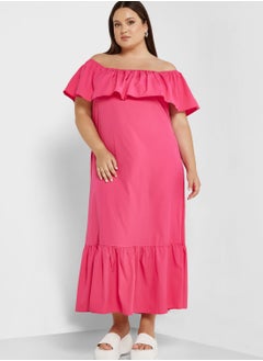 Buy Off Shoulder Frill Detail Dress in Saudi Arabia