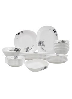 Buy Danny home 27pcs Opal Glass Ware Dinnerware set Eco-Friendly Safe to Use Dishwasher Microwave Safe Heat Break Scratch Resistance Dinner plates Bowls soup plates in UAE