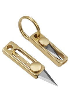 اشتري Pocket Knife,Box Cutter Retractable,Cool Gadgets,Package Opener,Mini knife,Keychain Box Cutter,Keychain Knife Decoration Small and Sharp(Brass,2PCS) في الامارات