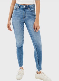 Buy Ripped Hem Jeggings in UAE